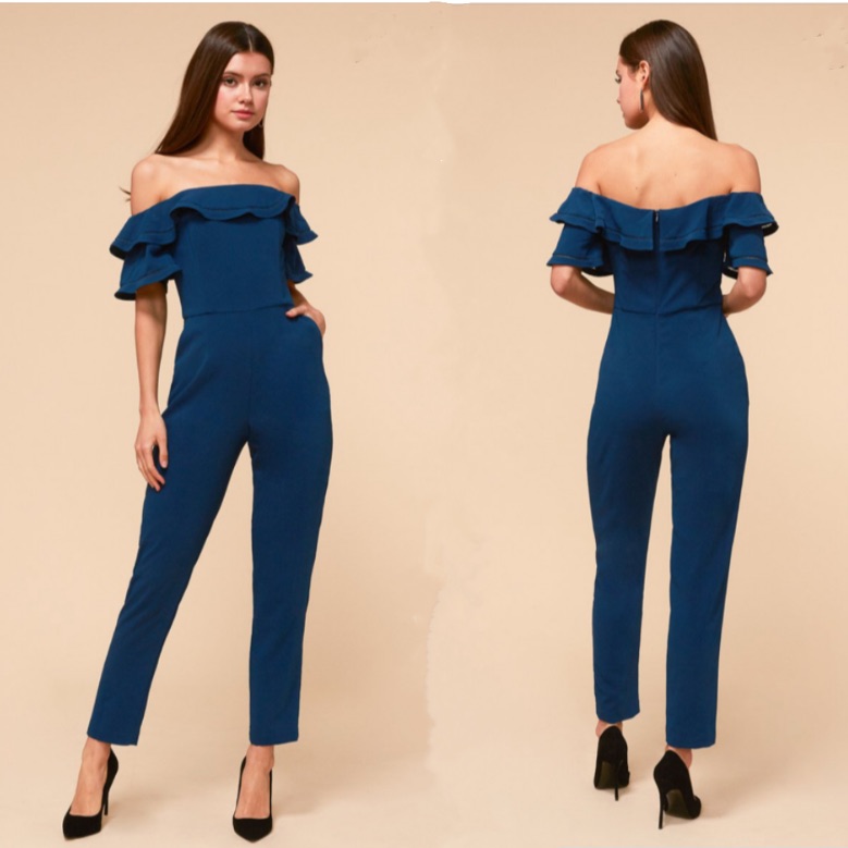 Adelyn Rae Blue Otc Jumpsuit Skinny Leg